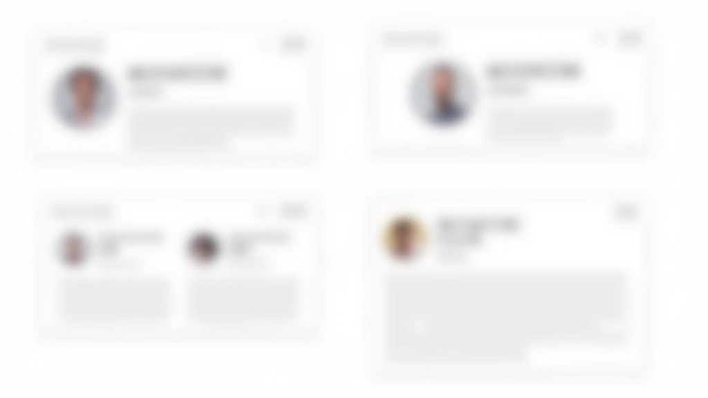 Grade de cards em layout responsivo, mostrando diferentes tamanhos e hierarquias visuais